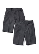 Boys Twin-Pack School Shorts - Pull Up Elasticated Waist - Grey - Ages 2-13y Pull On