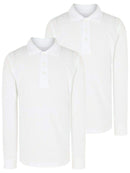 2 Pack Boys Long Sleeve Plain 100% Cotton Ages 3-16y Polo Shirts Children School T-Shirt Uniform Summer