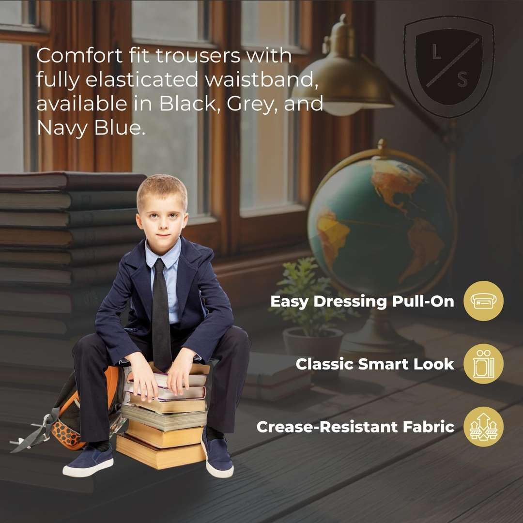 Boys Fully Elasticated Pull-On School Trousers
