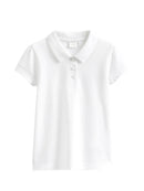 Listers Schoolwear Girls White School Polo Shirt Age 3-16 100% Cotton School Plain P.E.