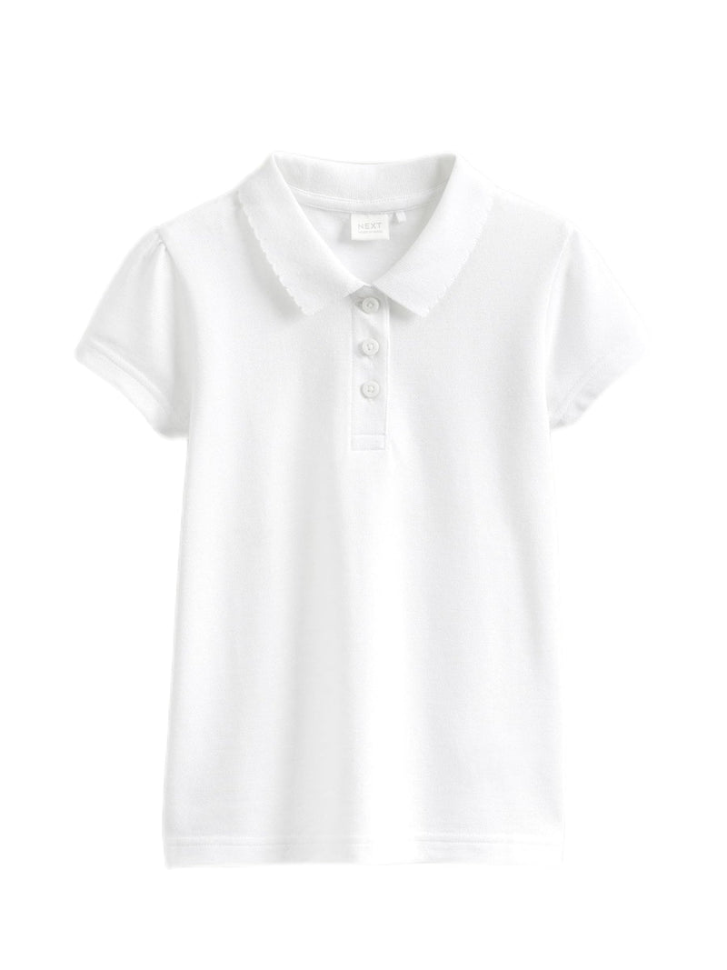 Listers Schoolwear Girls White School Polo Shirt Age 3-16 100% Cotton School Plain P.E.