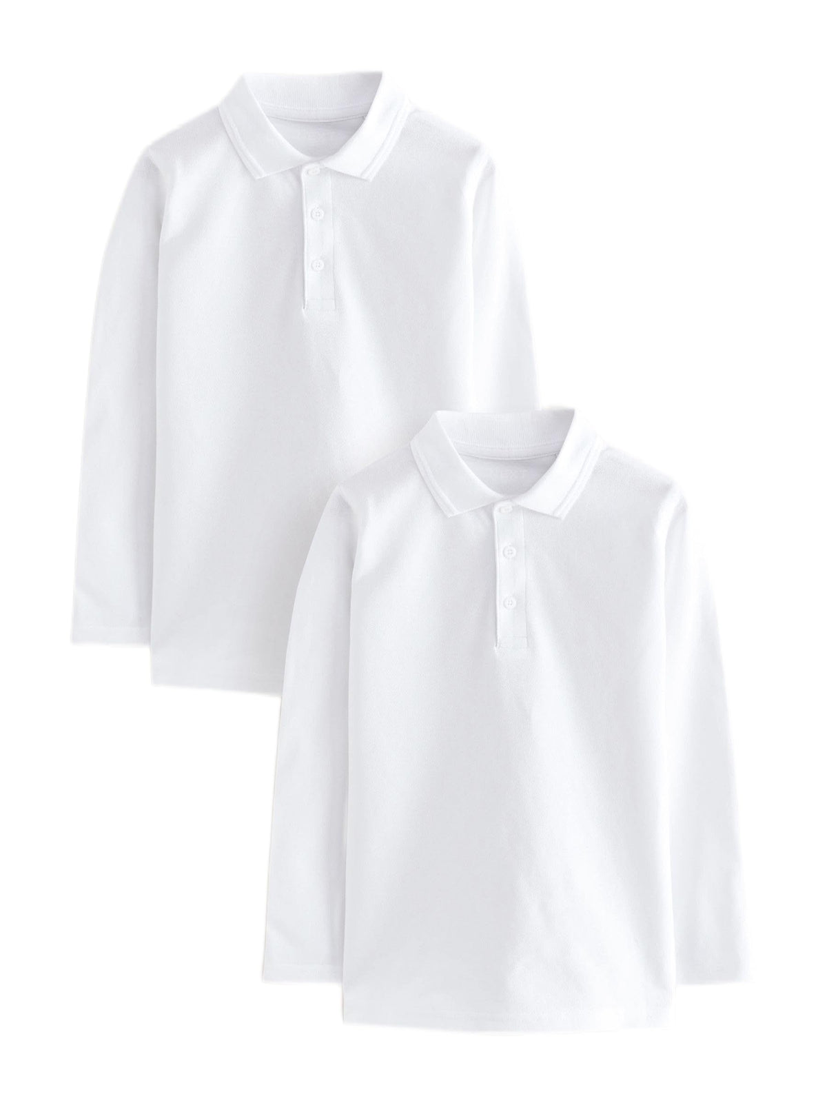 Listers Schoolwear Age 3-16 White 100% Cotton School Plain Polo Shirt Long Sleeve Childrens Boys Girls P.E.