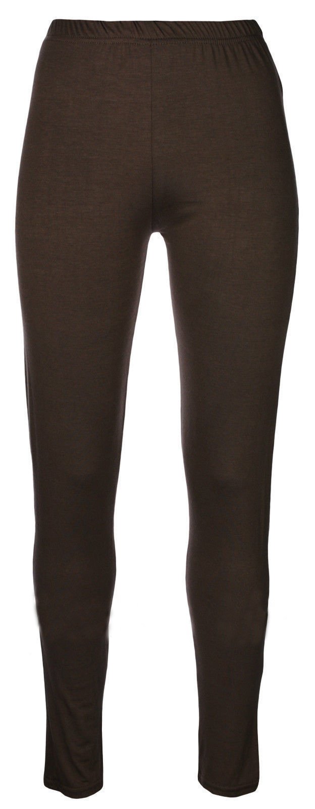 Girls' full-length stretch leggings in chocolate brown