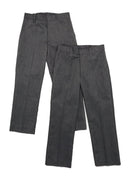2PK Boys Slim Fit Slim Leg School Trousers Adjustable Waist Black Grey 2-18 Years