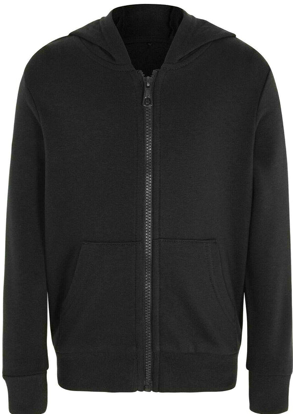 Integriti Schoolwear Kids Plain Zip Up Hoodie Boys Girls Childrens Hooded Sweatshirt Black Navy Blue