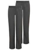 2PK Boys Adjustable Waist Regular Fit School Trousers Black Charcoal Grey Navy Blue 3-18 Years