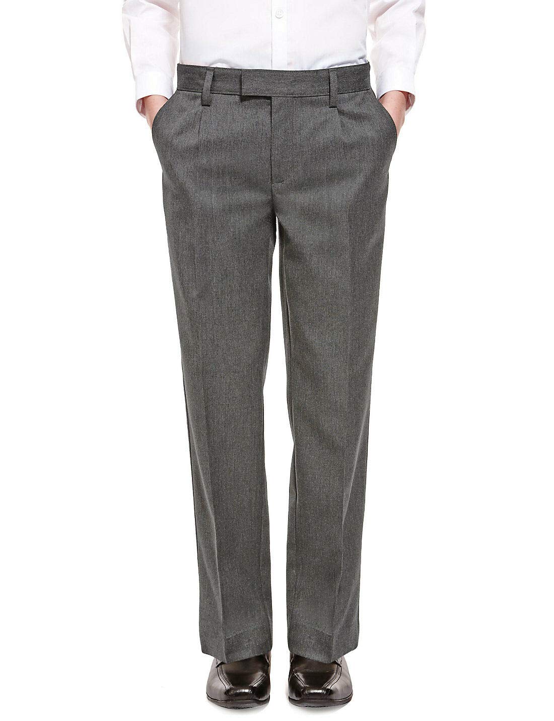 Boys Slim Leg Slim Fit School Trousers Adjustable Waist Age 3-18 Years