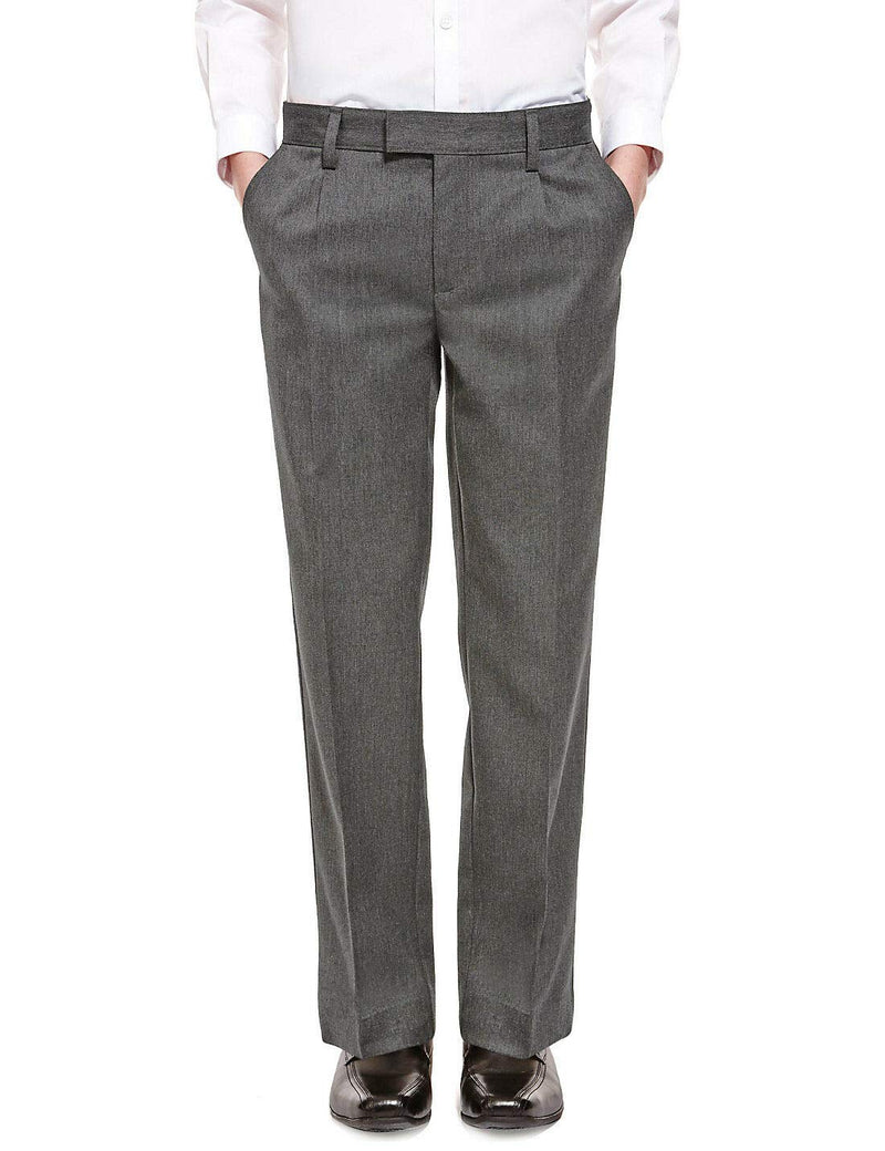 Boys Slim Leg Slim Fit School Trousers Adjustable Waist Age 3-18 Years