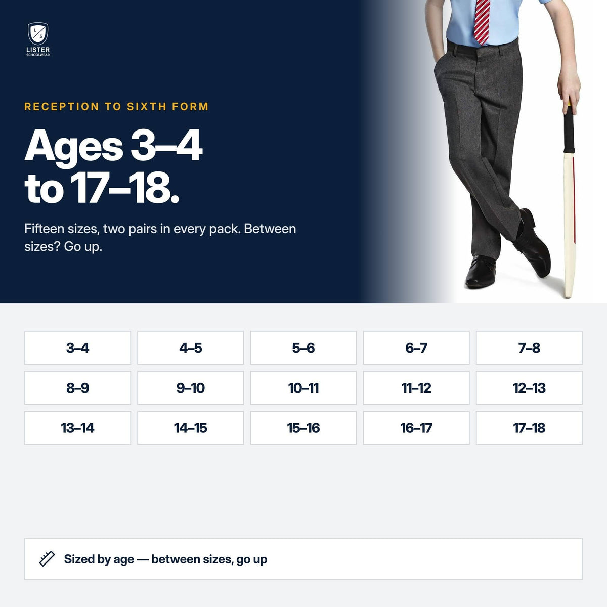 Boys elastic waist school trousers twin pack