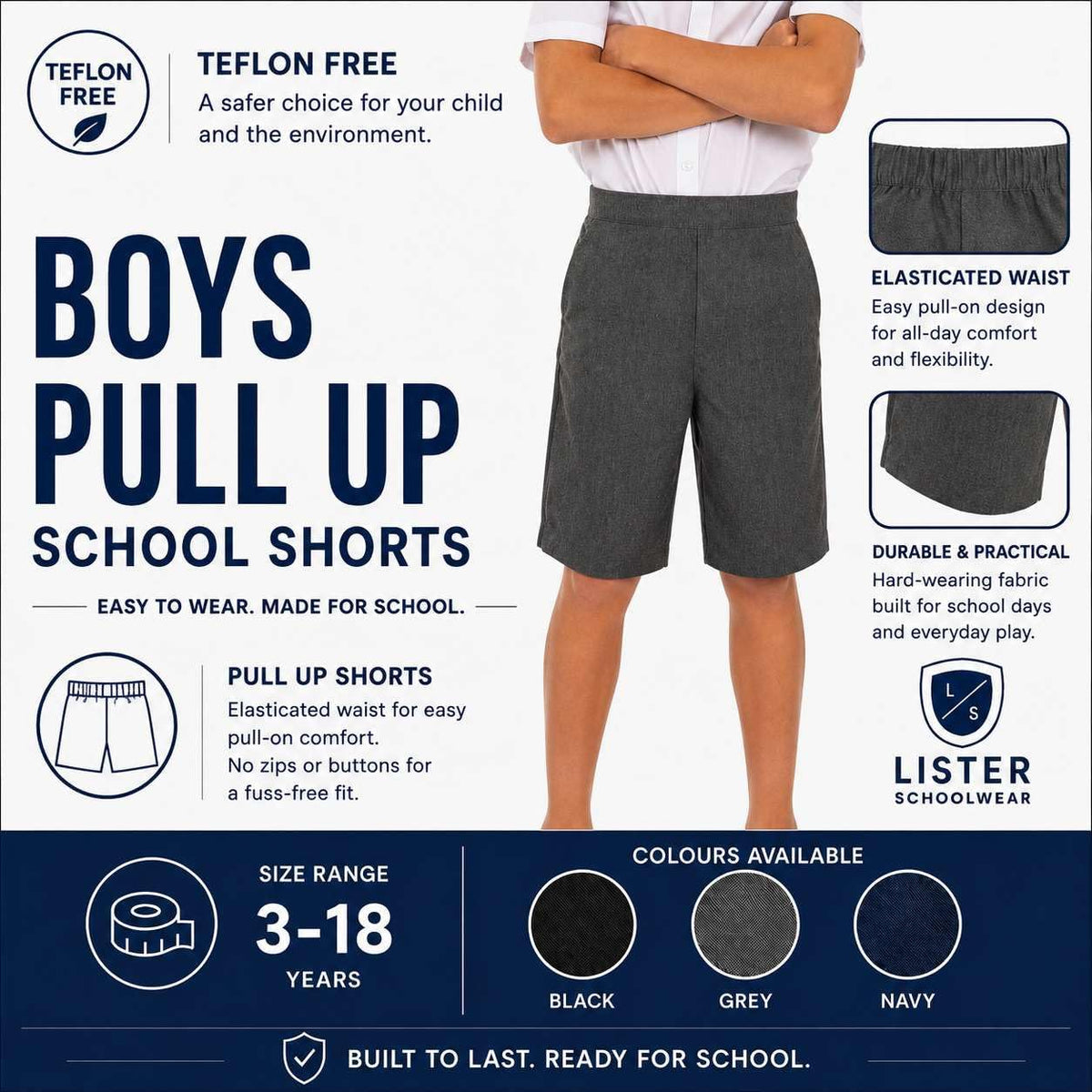 Boys Pull-On School Shorts