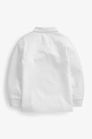 Listers Schoolwear Age 3-16 White 100% Cotton School Plain Polo Shirt Long Sleeve Childrens Boys Girls P.E.