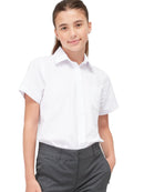 (Twinpack) Girls Plain School Shirt Blouse Short Sleeve Easy Care Ages 3-16y