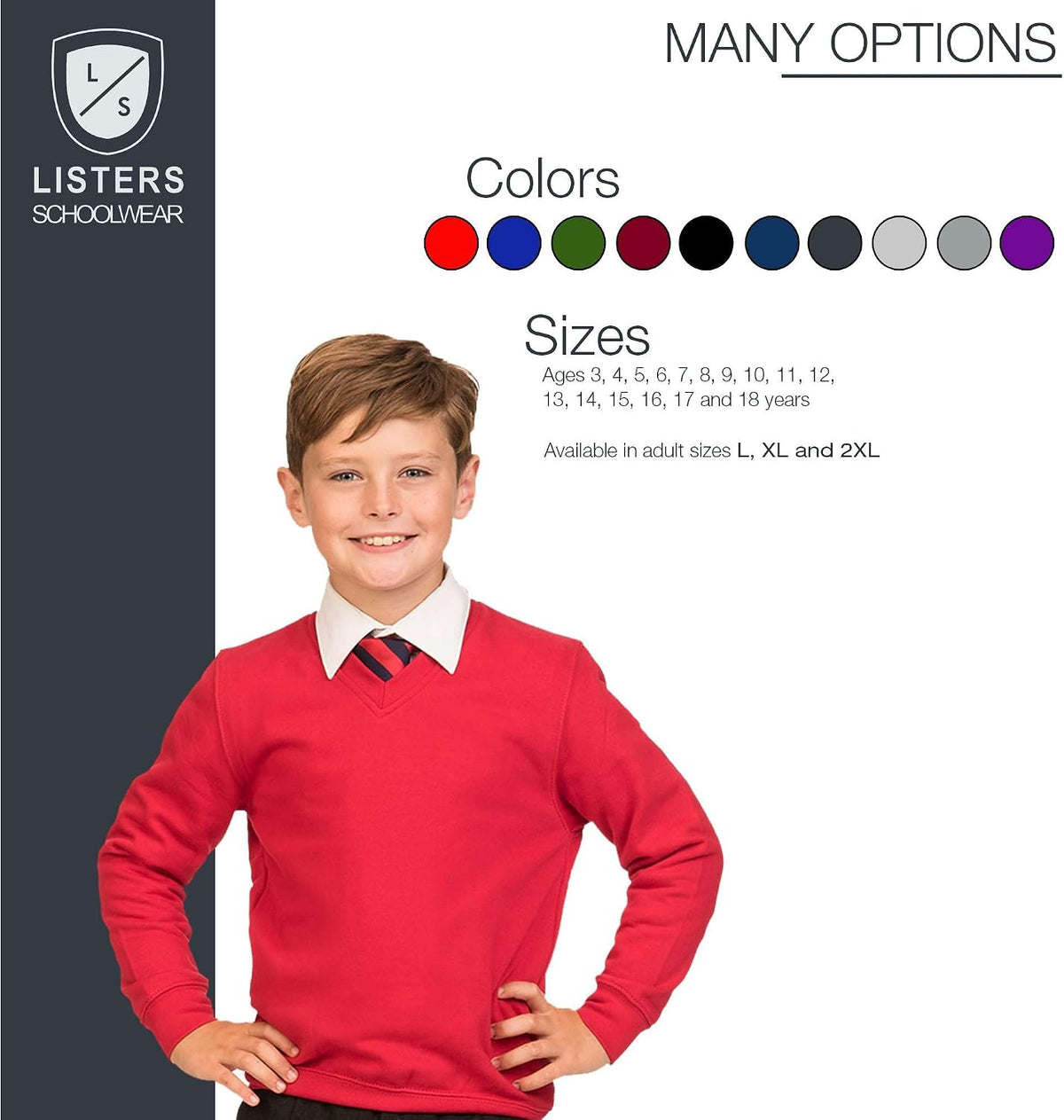 Boys Girls Unisex V-Neck Fleece School Sweatshirt