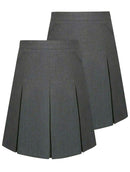 Pack of 2 - Girls Pleated School Skirt Adjustable Waist Regular Fit Black Grey 3-16 Years