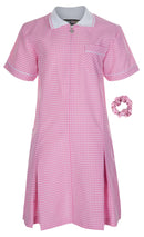 Girl's School Uniform Pleated Gingham Summer Dress + Hair Bobble Age 3 4 5 6 7 8 9 10 11 12 13 14 15 16 17 18 Years