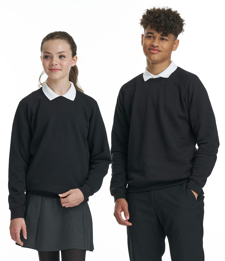 Black crew-neck school sweatshirt in fleece