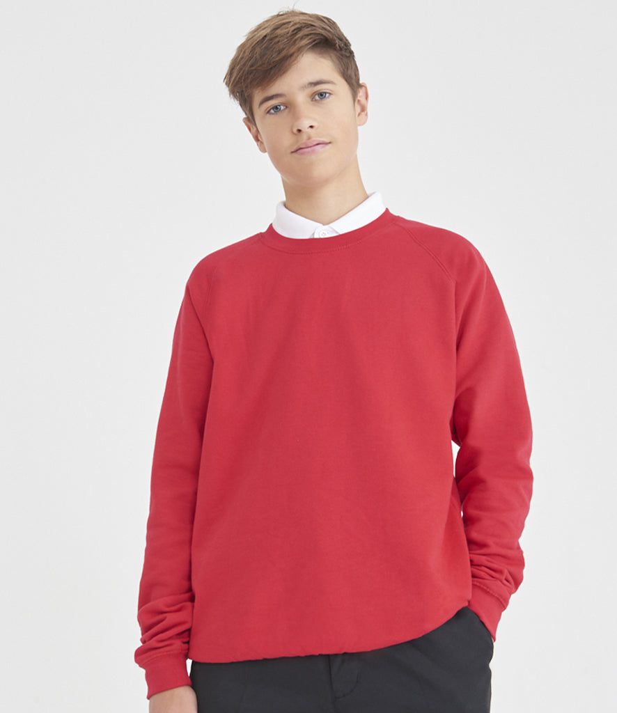 Red crew-neck school sweatshirt in fleece