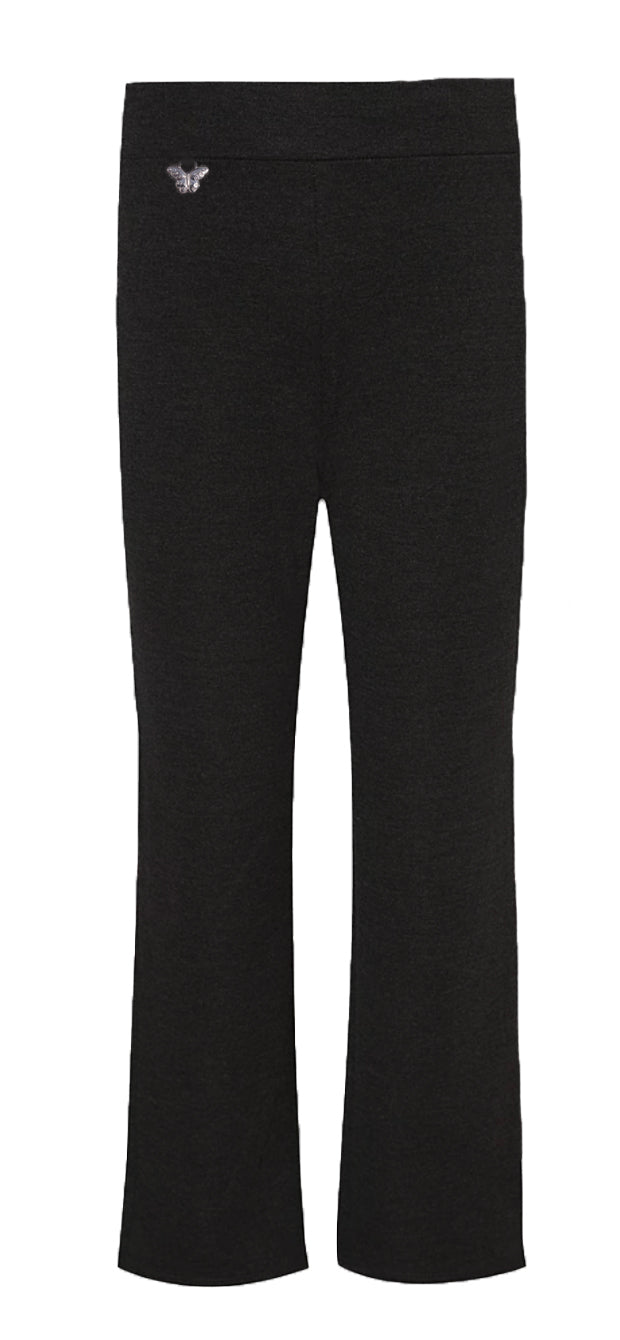 Girls Jersey Slim Leg School Trousers Butterfly Pendant