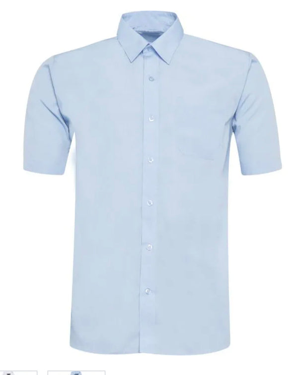 Boys Sky Blue Short Sleeve School Shirt - Regular Fit