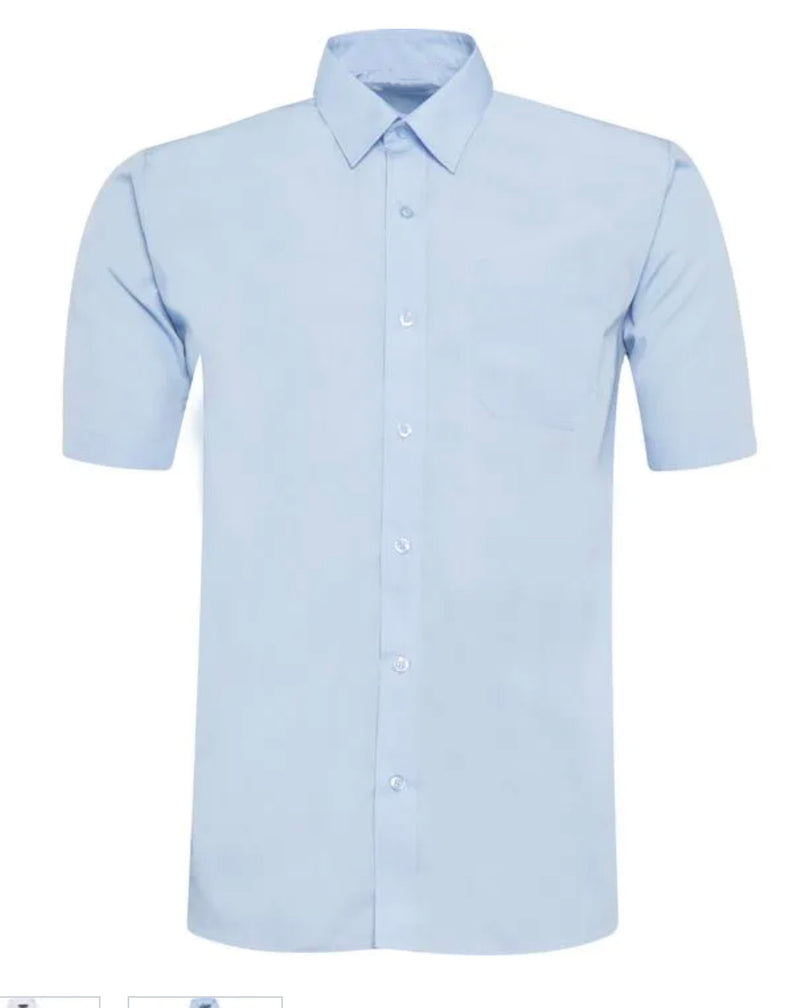 Boys Short Sleeve School Shirt - Slim Fit (Sky Blue)