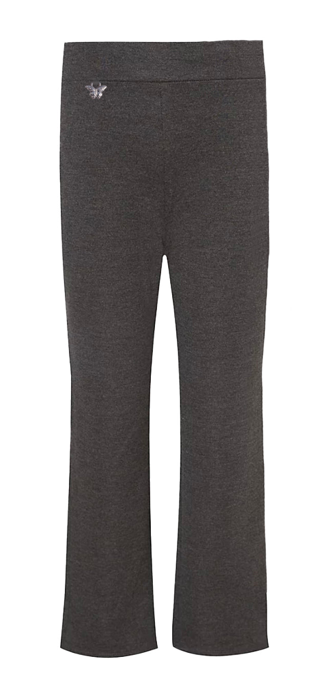 Girls Jersey Slim Leg School Trousers Butterfly Pendant