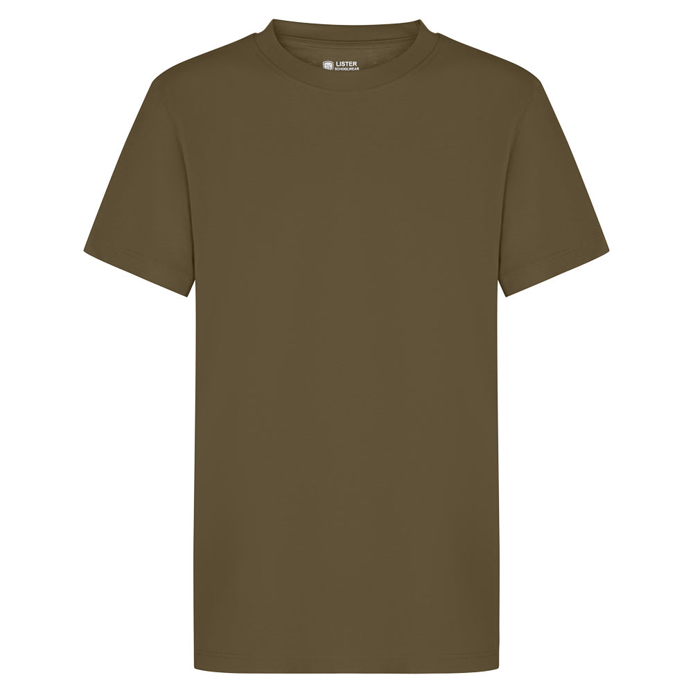 Military green plain short-sleeve cotton kids' T-shirt