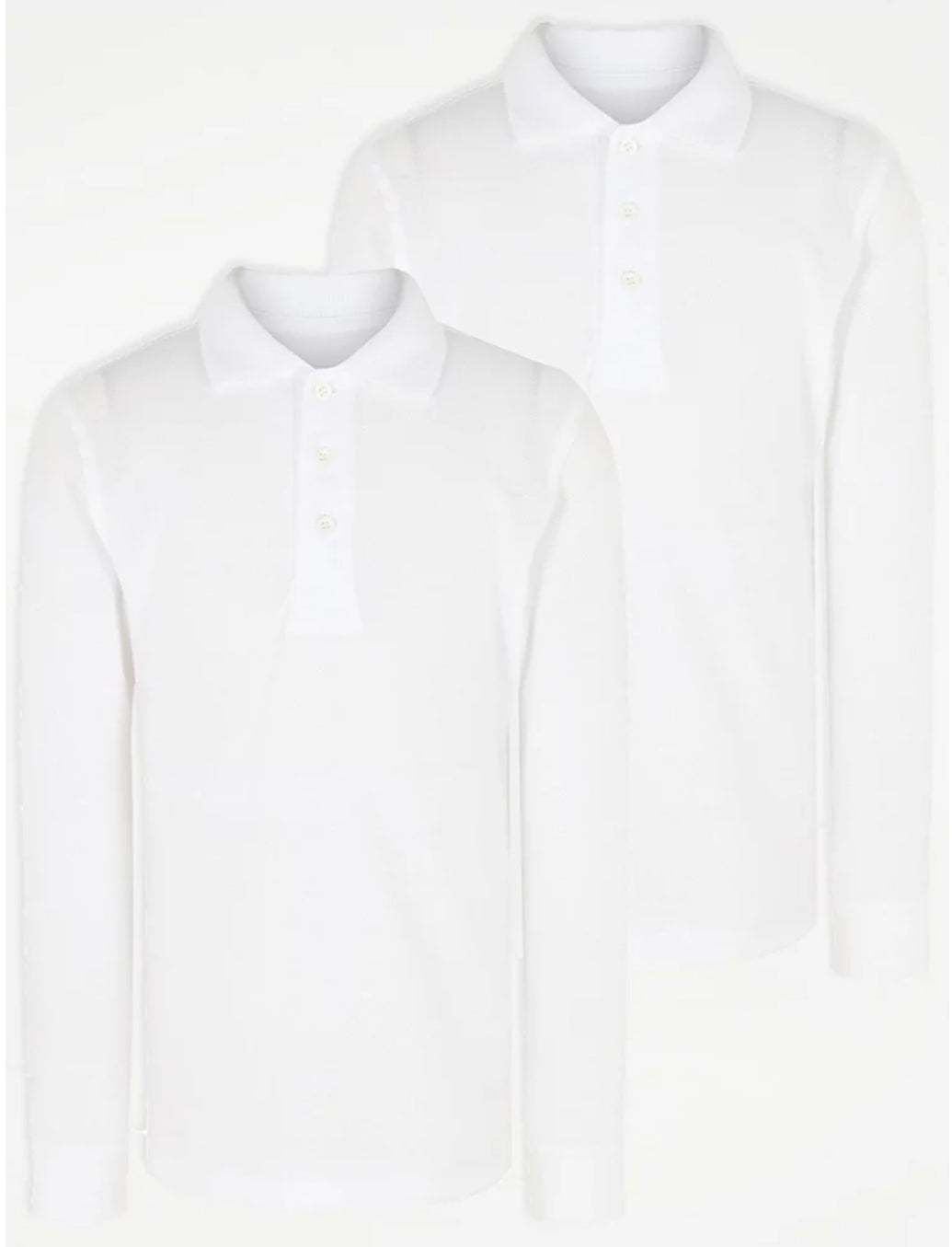 White long-sleeve school polo shirt in 100% cotton