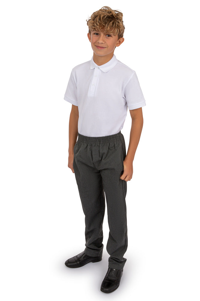 Boys Fully Elasticated Pull-On School Trousers – Easy Dressing, Ages 2–18