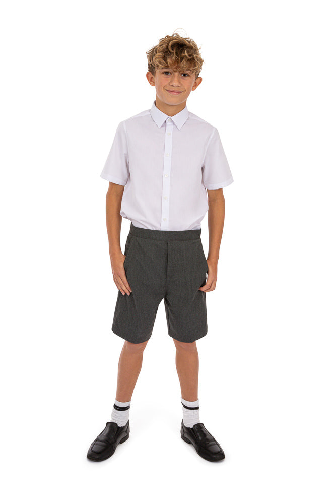 Boys Pull-On School Shorts – Elasticated, No Zips – Black, Grey, Navy – Ages 2–18
