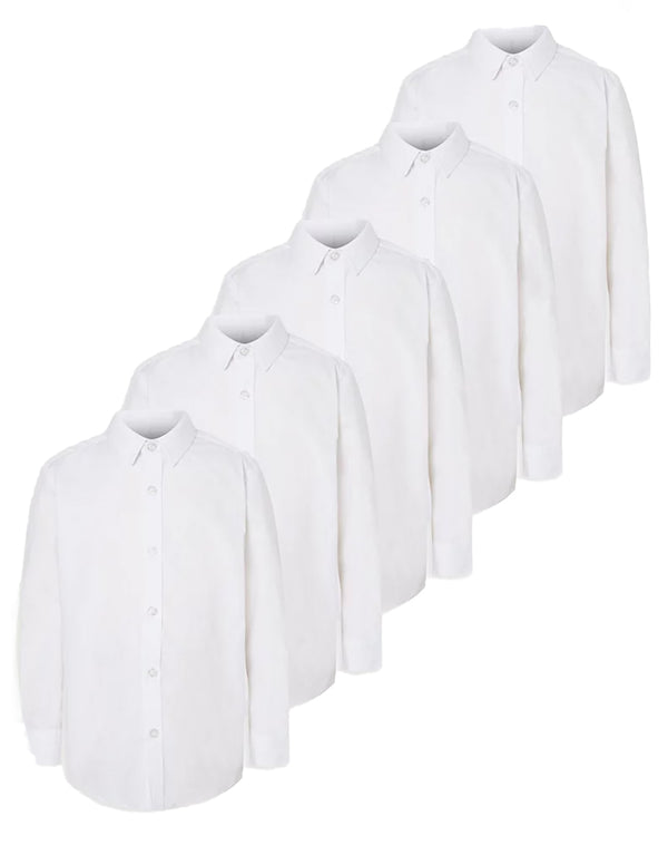 Boys White Long Sleeve School Shirt - Plus Fit