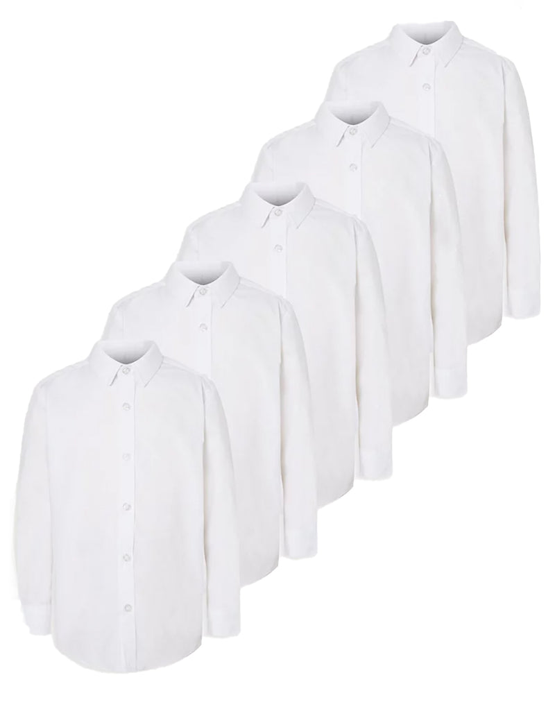 Boys White Long Sleeve School Shirt - Plus Fit