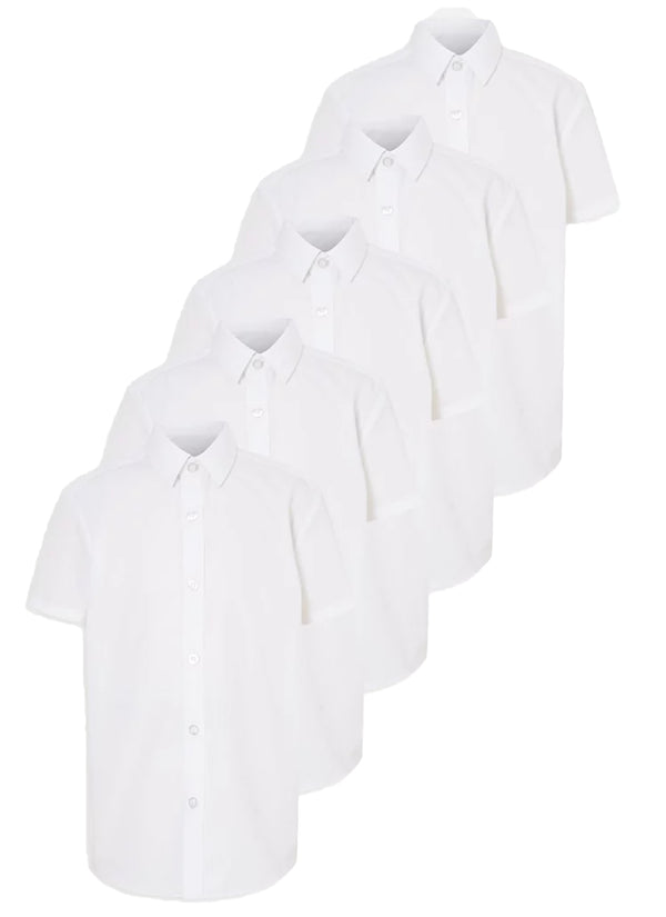 Boys White Short Sleeve School Shirt - Plus Fit