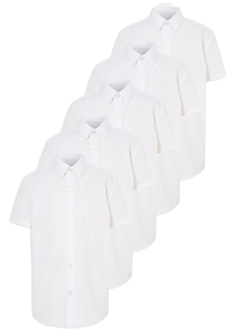 Boys White Short Sleeve School Shirt - Regular Fit