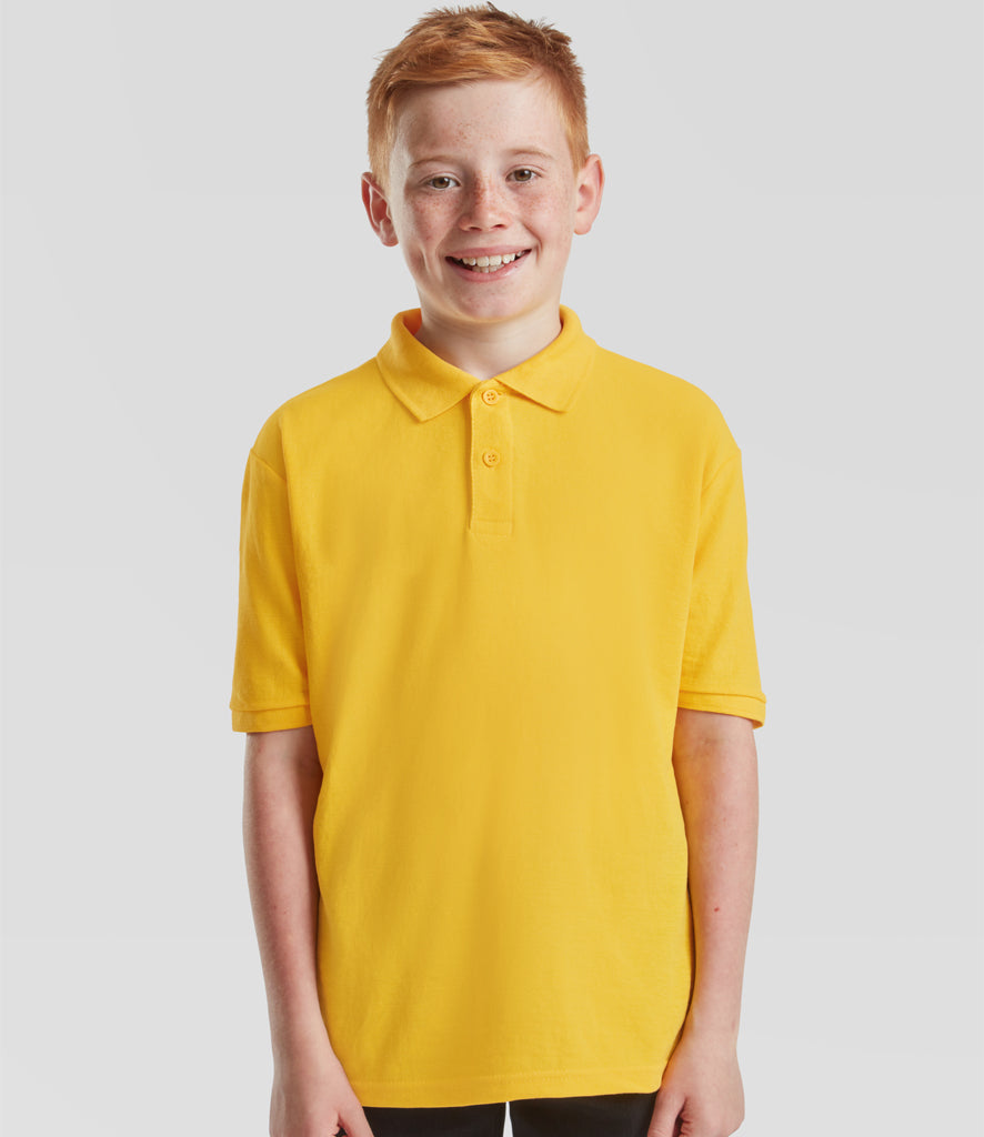 Yellow short-sleeve school polo shirt in cotton