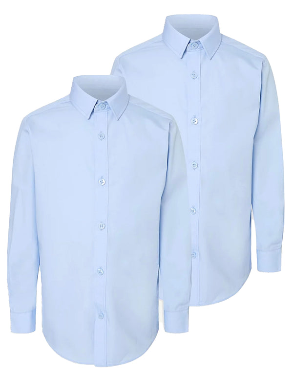 Boys Long Sleeve School Shirt - Slim Fit (Sky Blue)