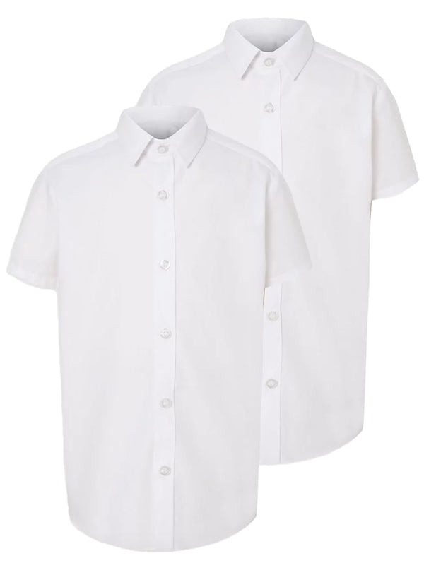 Boys Short Sleeve School Shirt - Slim Fit (White)