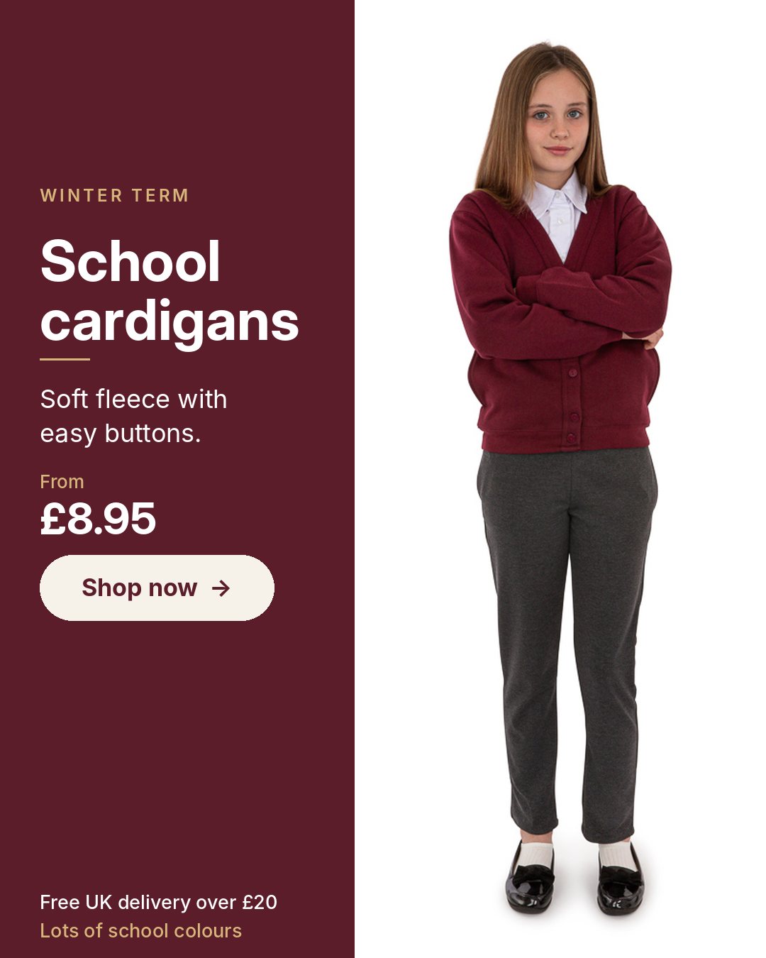 School cardigans from £8.95 – shop now