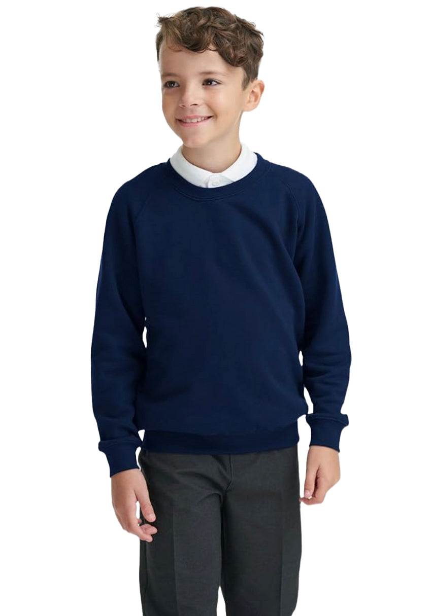 Navy crew-neck school sweatshirt in fleece