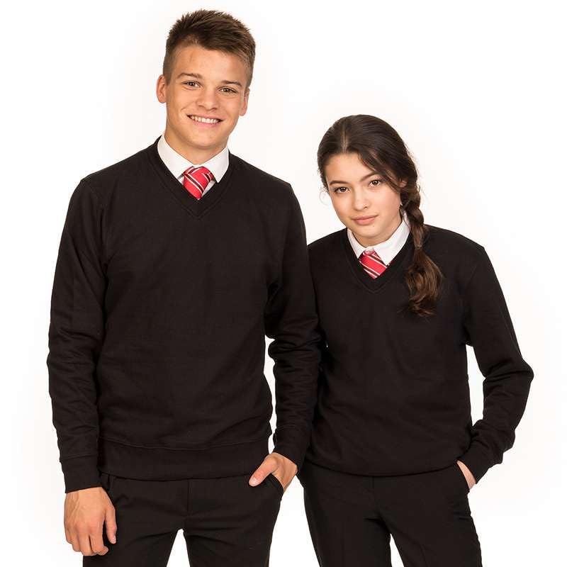 Black V-Neck School Sweatshirt