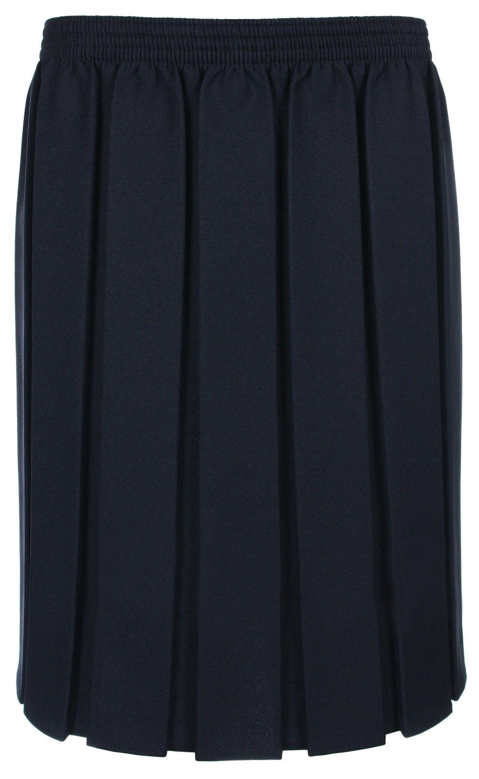Girls' box-pleat school skirt with elasticated waist in black