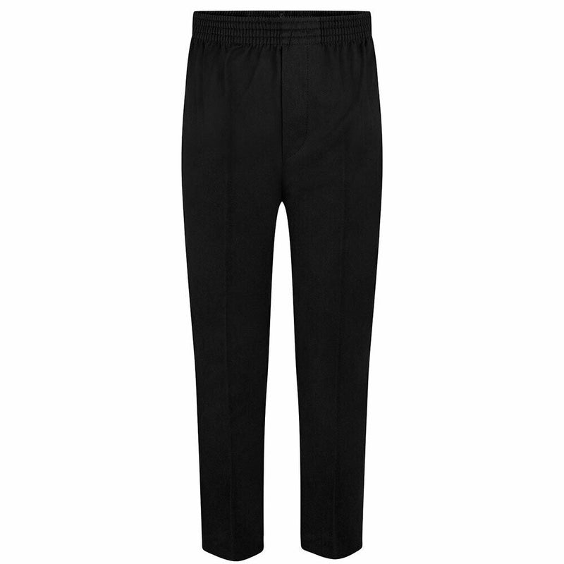 Boys Fully Elastic All Round Pull Up School Trousers Elasticated Black Grey Navy Age 2 3 4 5 6 7 8 9 10 11 12 13 14