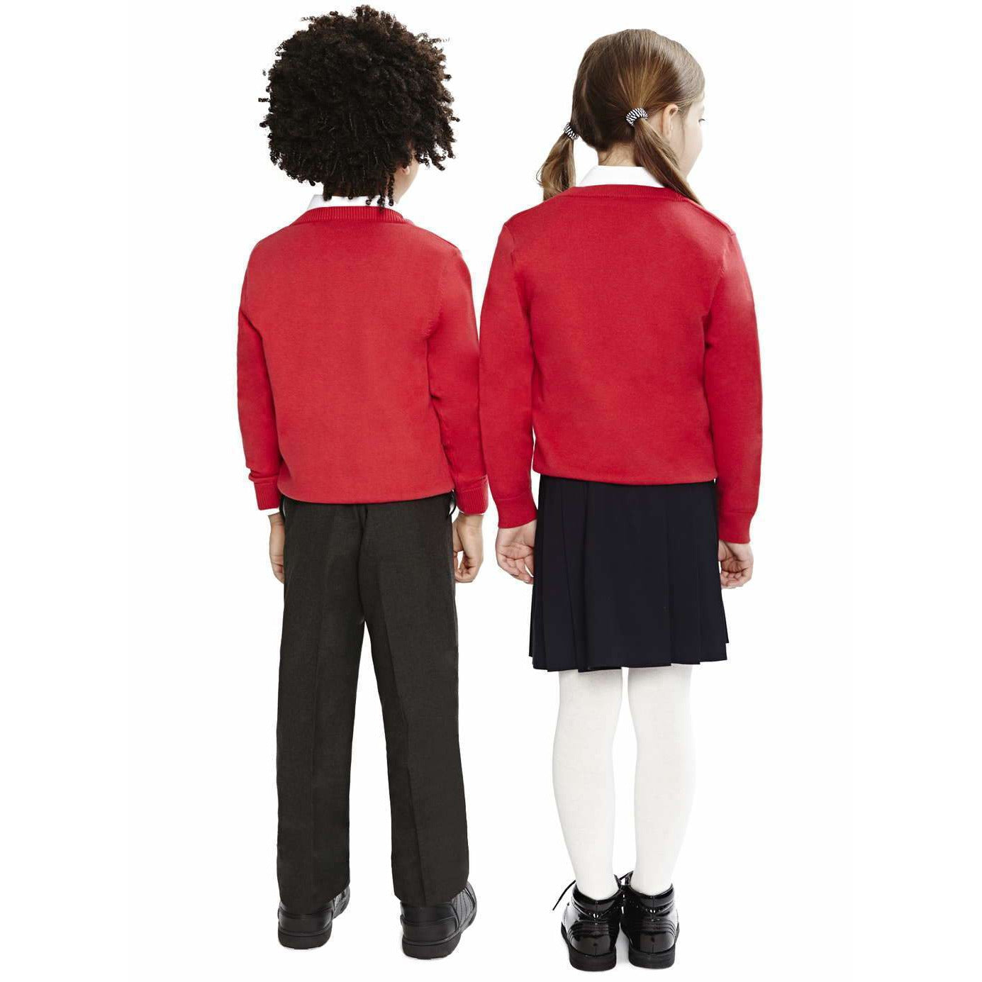 Boys Girls Unisex Knitted School Jumper Sweatshirt Jumper V Neck School Ages 4-18 + Adult Size - 7 Colours