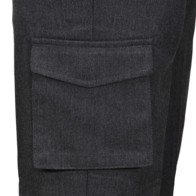 Boys Slim Fit Grey School Trousers Adjustable Waist Cargo Pocket 2-12 Yrs