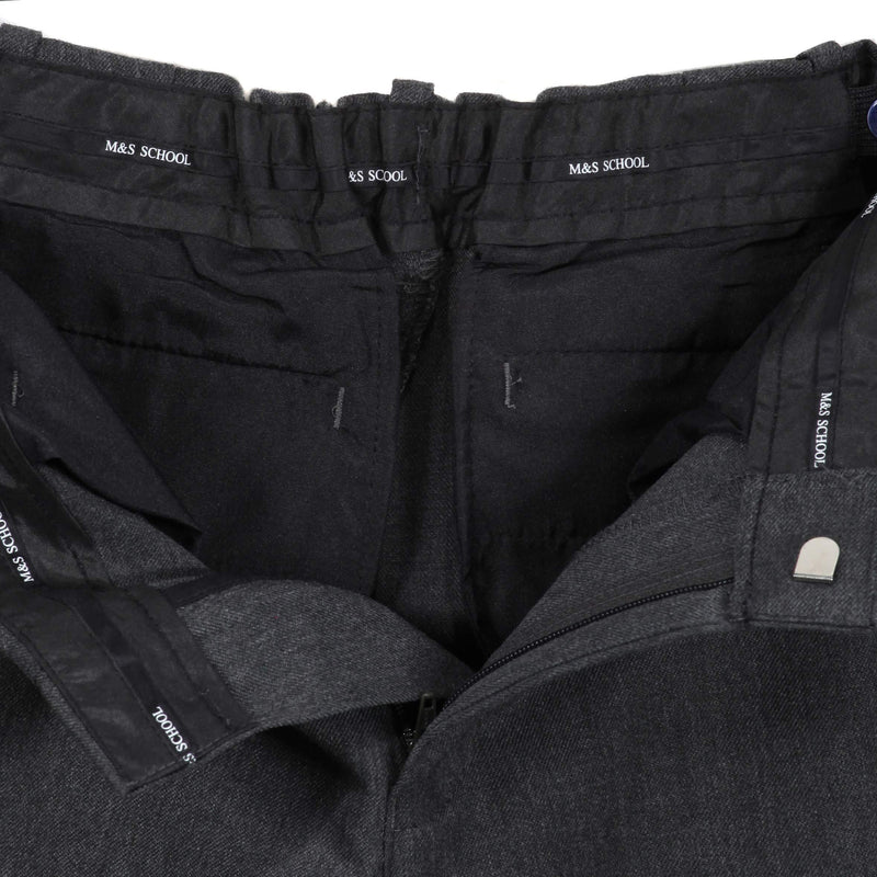 Boys Slim Fit Grey School Trousers Adjustable Waist Cargo Pocket 2-12 Yrs