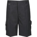 Boys Smart School Uniform Cargo Shorts Age 2-16 Years Black Grey - Adjustable Waist