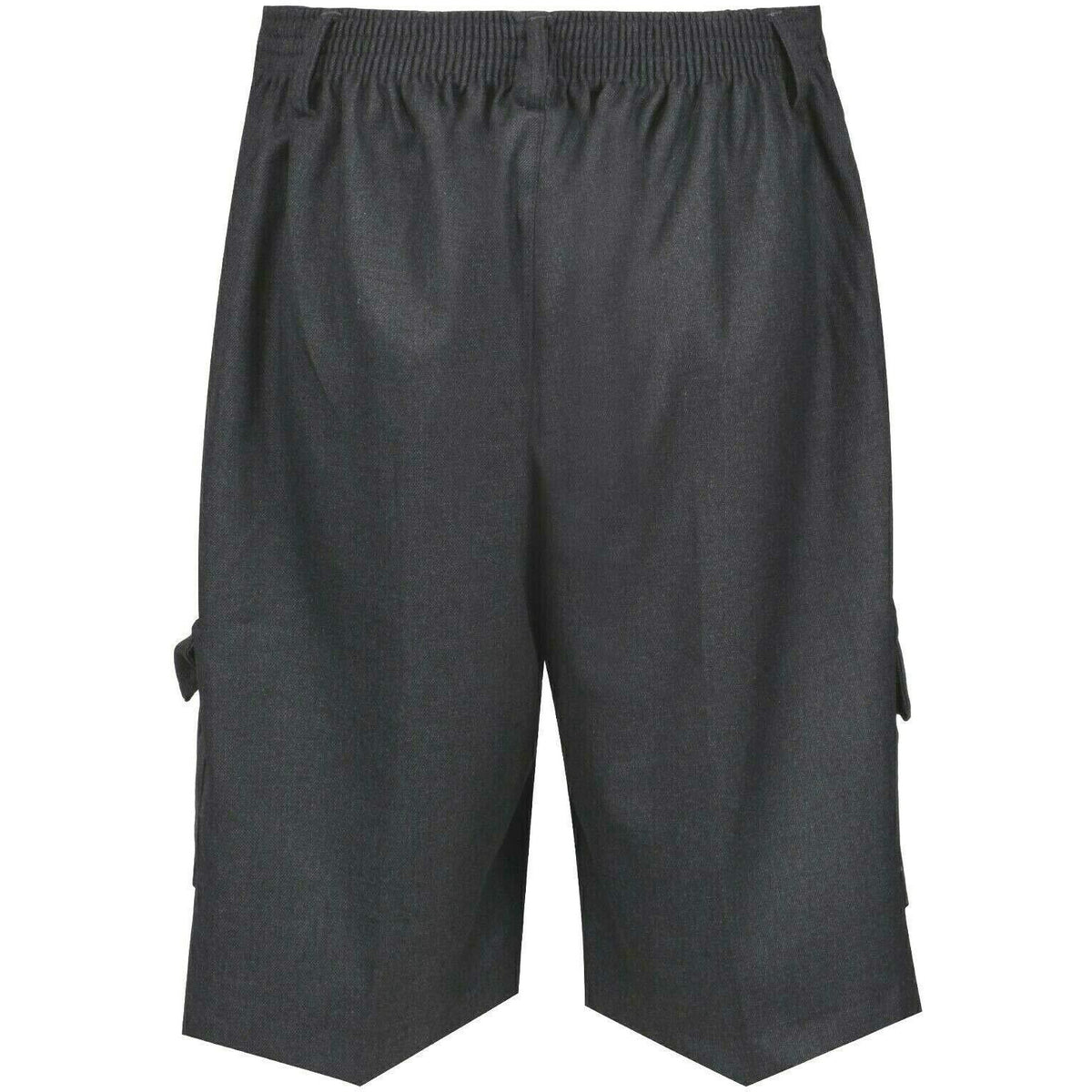 Boys Smart School Uniform Cargo Shorts Age 2-16 Years Black Grey - Adjustable Waist