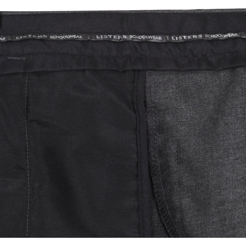 Boys Sturdy Fit School Trousers Plus Fit Elasticated Waist (Ages 7-16) XS - 3XL Generous Fit Wider Waist Shorter Leg - Black Grey