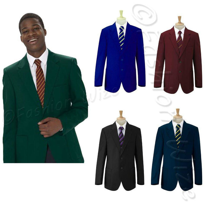 Boys/Mens School/Formal Blazer Jacket Uniform Black Royal Blue Navy Bottle Green Burgundy/Maroon (Chest Sizes 24"-52")
