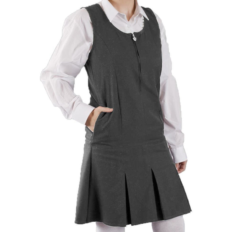 Girls School Pinafore Tunic Single Front Pleat Heart Zip School Uniform 7 Colours