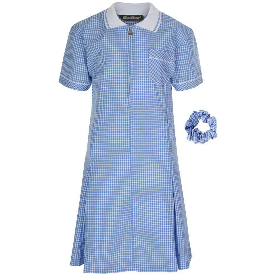 Miss Chief Girl's School Gingham Summer Dress Age 3 4 5 6 7 8 9 10 11 12 13 14 15 16 17 18 20 Pleated